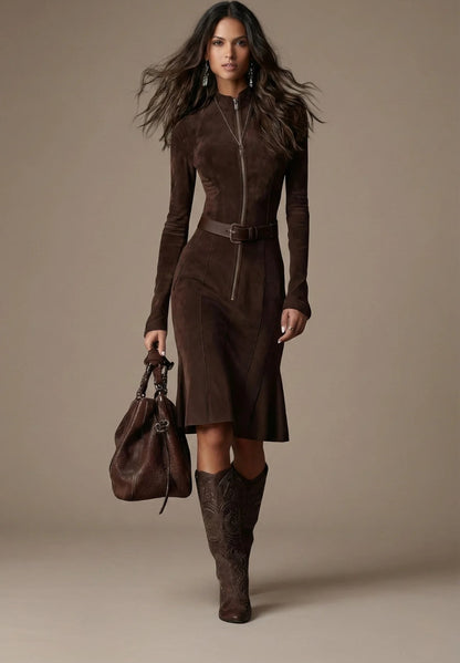 EDURNE VESTIDO LARGO CON CINTURÓN