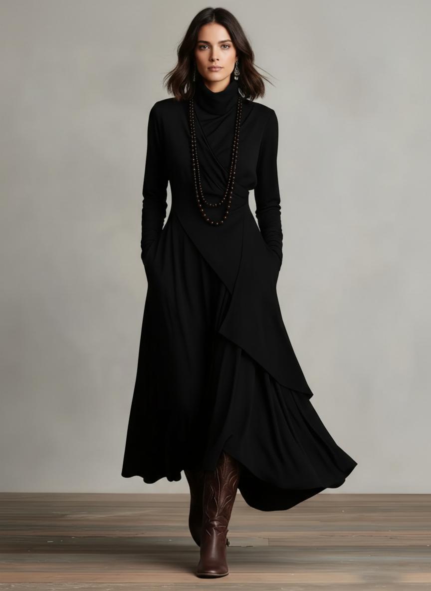 LUCÍA Vestido largo cuello alto