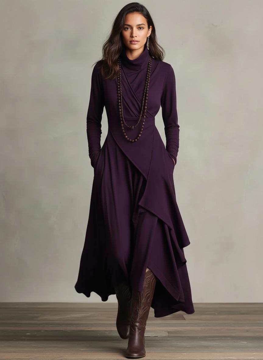 LUCÍA Vestido largo cuello alto